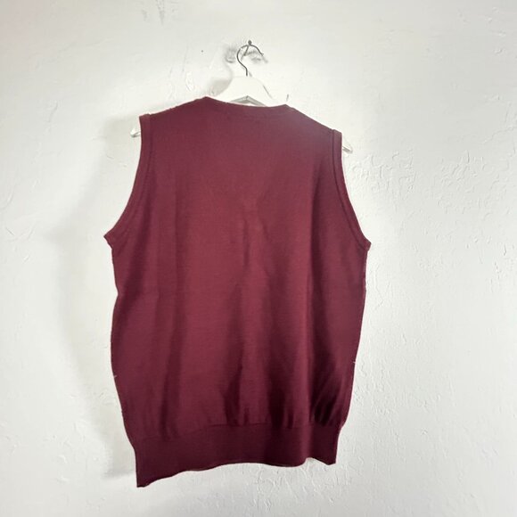 Viesteni Mens Burgundy Knit V-Neck Sweater Vest Large Pullover Japan Made New - Picture 2 of 9
